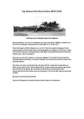 A preview of a PDF biography for Sharkey, Raymond John Bruce
